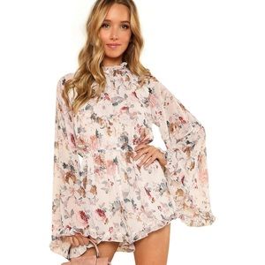 Floral bell sleeve romper